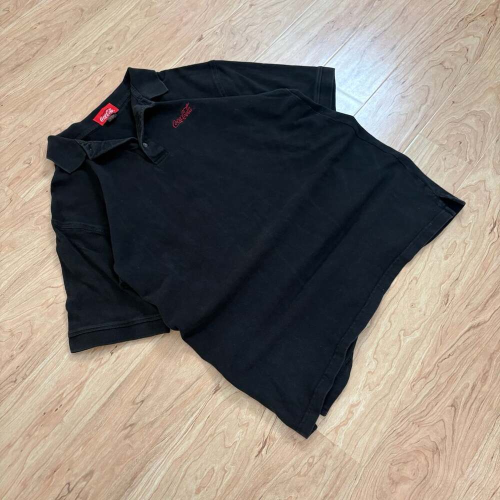 Coca-Cola Black Polo Shirt with Red Embroidered Logo